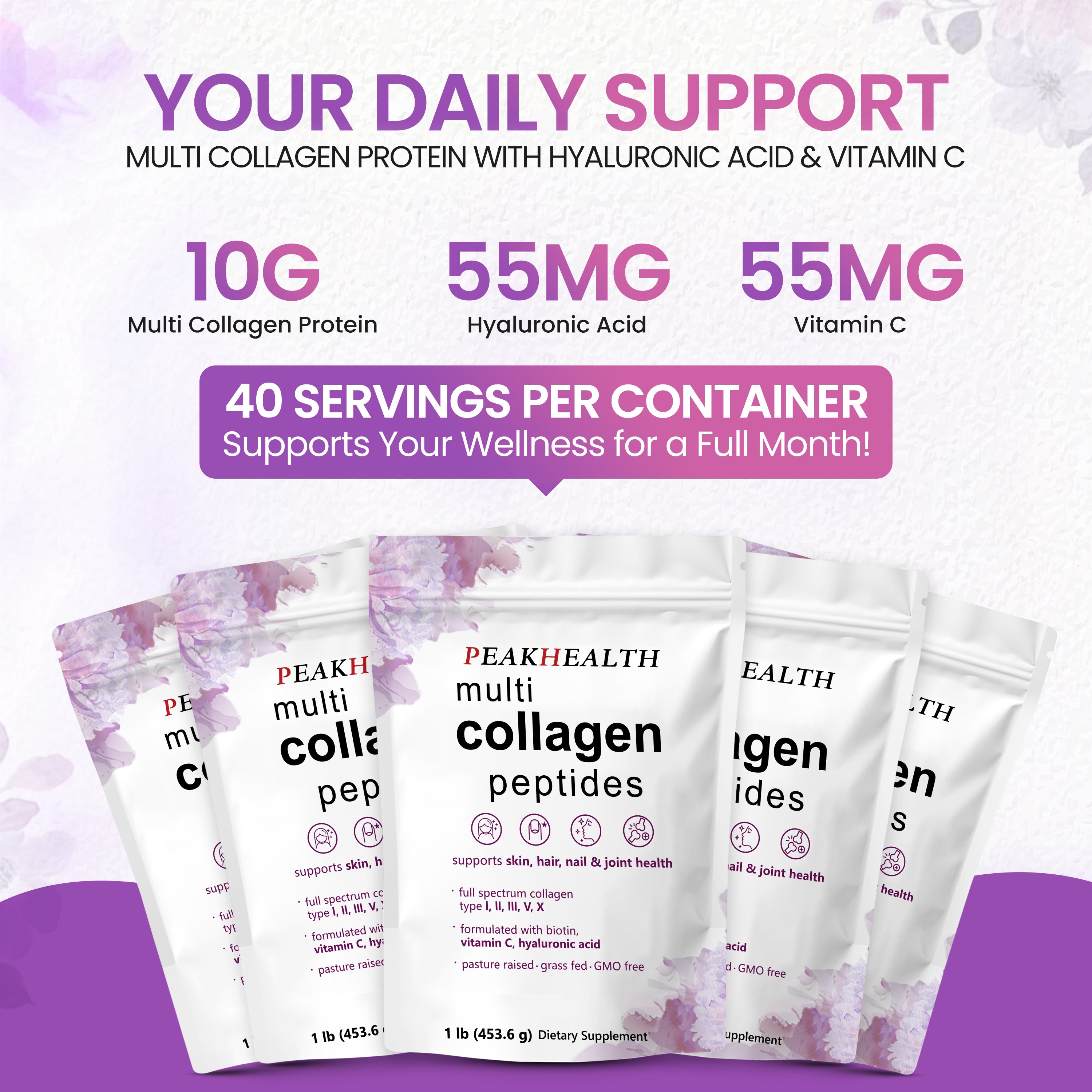 PeakHealth Multi Collagen Peptides – Beauty & Wellness Support