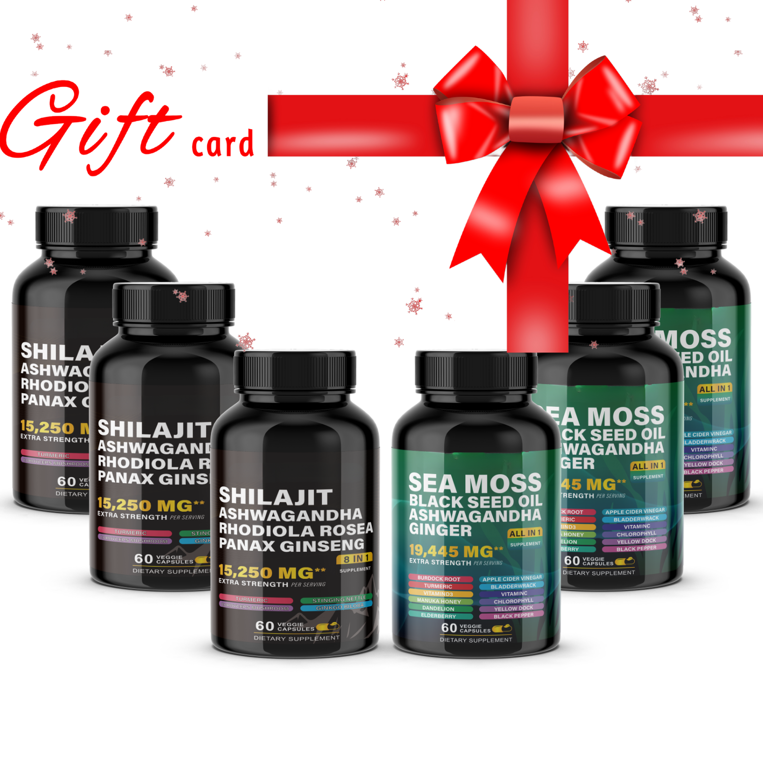 Ultimate Wellness Power Pack - 3-Month Supply of High-Potency Supplements for Energy, Immunity, and Recovery - Boost Your Health with Sea Moss 7000mg, Black Seed Oil 4000mg, Ashwagandha 2000mg, Ginger & Rhodiola 1000mg, and Panax Ginseng 1500mg