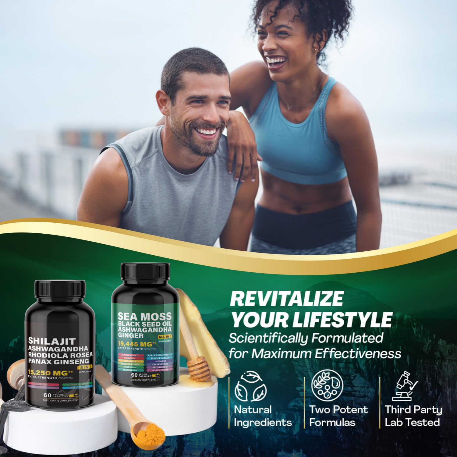 Ultimate Wellness Power Pack - 3-Month Supply of High-Potency Supplements for Energy, Immunity, and Recovery - Boost Your Health with Sea Moss 7000mg, Black Seed Oil 4000mg, Ashwagandha 2000mg, Ginger & Rhodiola 1000mg, and Panax Ginseng 1500mg
