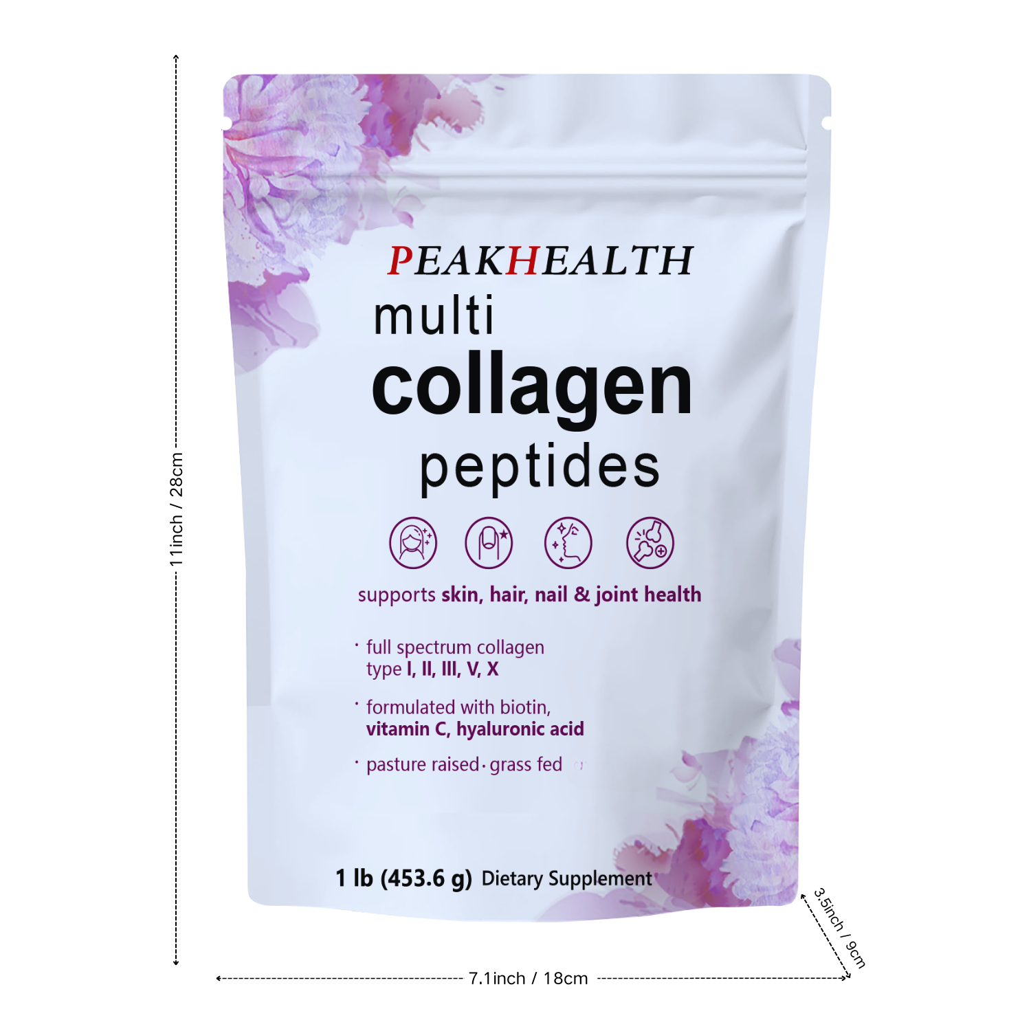 Multi Collagen Protein Powder, 2 Pounds – Type I,II,III,V,X with Biotin, Hyaluronic Acid, Vitamin C – Unflavored Collagen Peptides – Keto & Paleo Friendly, Easy Dissolve, Non-GMO