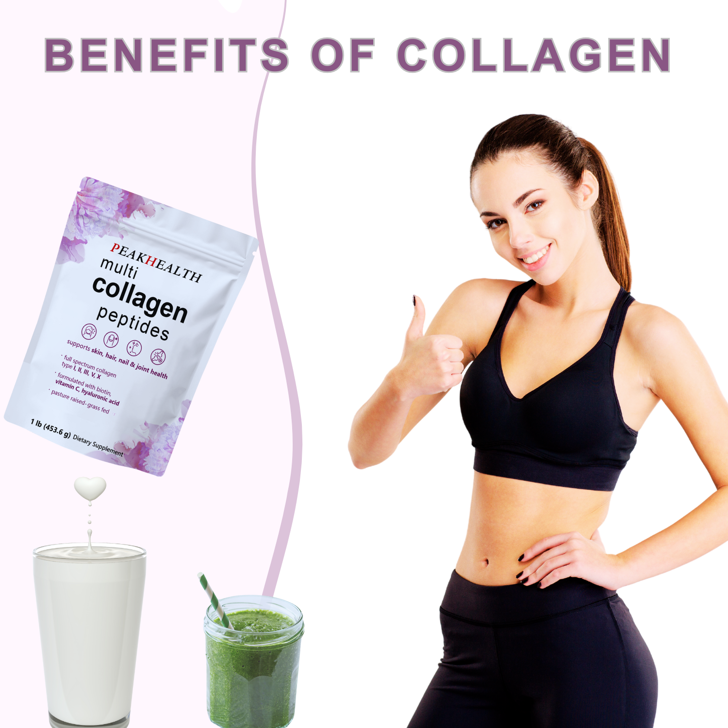 Multi Collagen Protein Powder, 2 Pounds – Type I,II,III,V,X with Biotin, Hyaluronic Acid, Vitamin C – Unflavored Collagen Peptides – Keto & Paleo Friendly, Easy Dissolve, Non-GMO