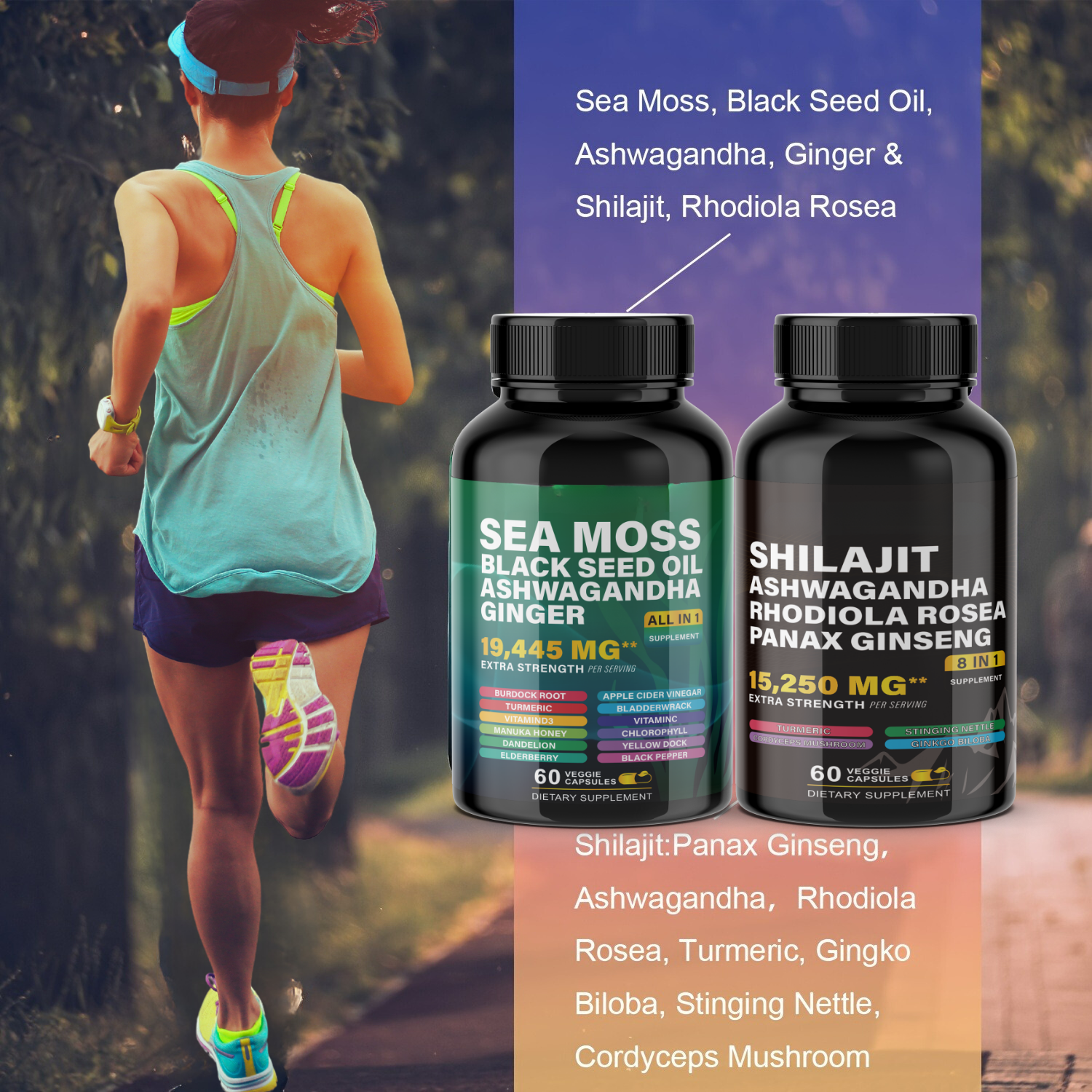Ultimate Wellness Power Pack - 3-Month Supply of High-Potency Supplements for Energy, Immunity, and Recovery - Boost Your Health with Sea Moss 7000mg, Black Seed Oil 4000mg, Ashwagandha 2000mg, Ginger & Rhodiola 1000mg, and Panax Ginseng 1500mg