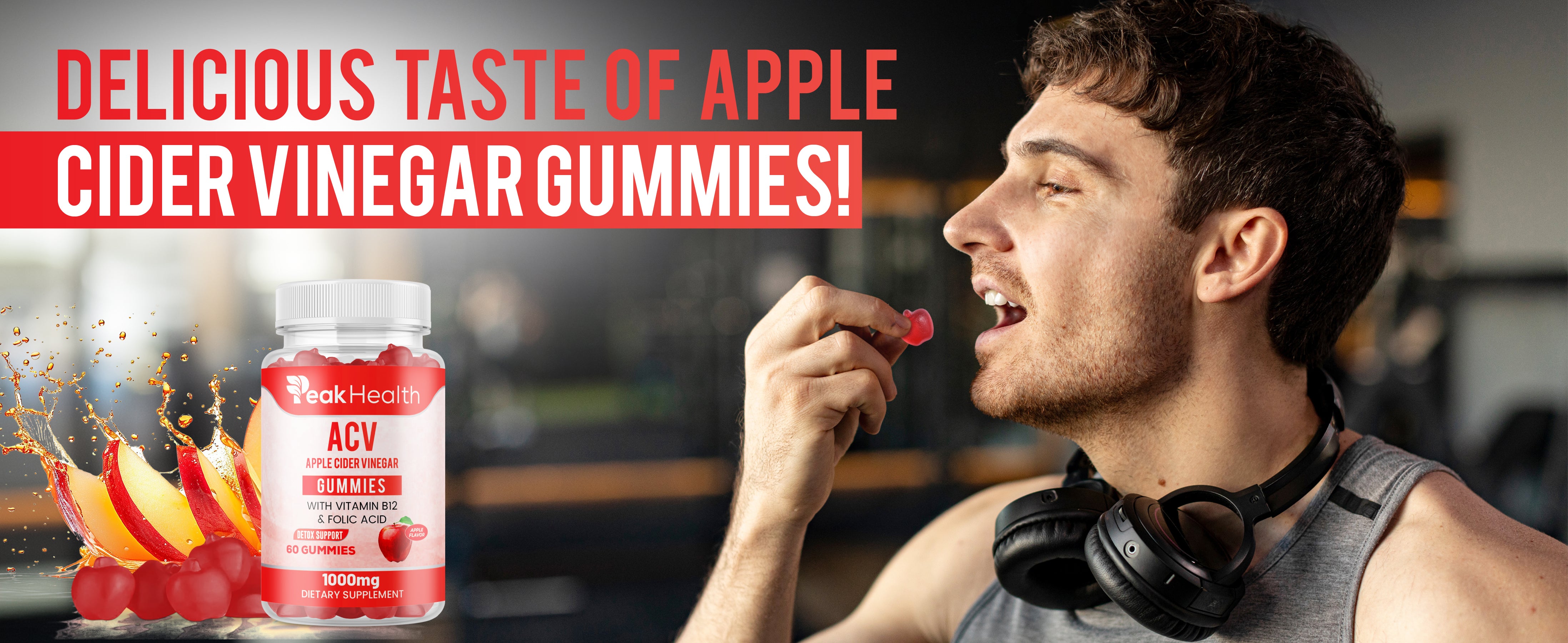 PeakHealth ACV Gummies – Apple Cider Vinegar with Vitamin B12 & Folic Acid