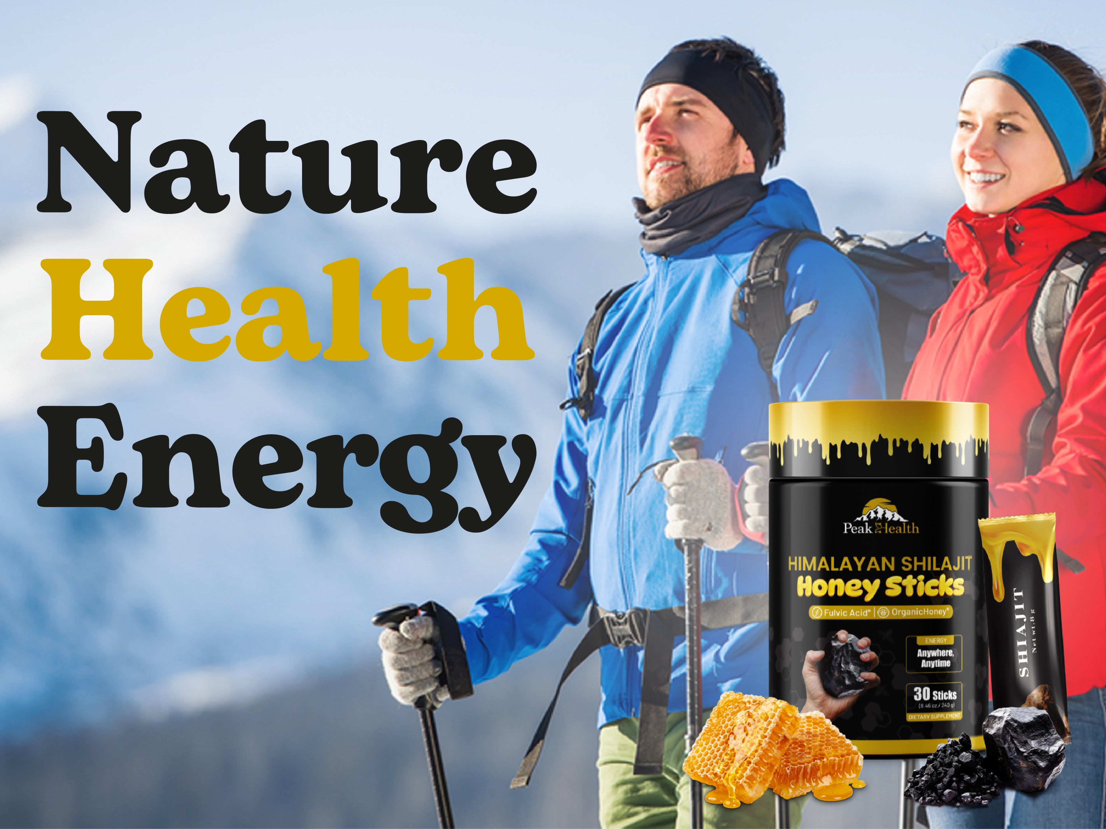 PeakHealth Himalayan Shilajit Honey Sticks – Natural Energy & Vitality Boost