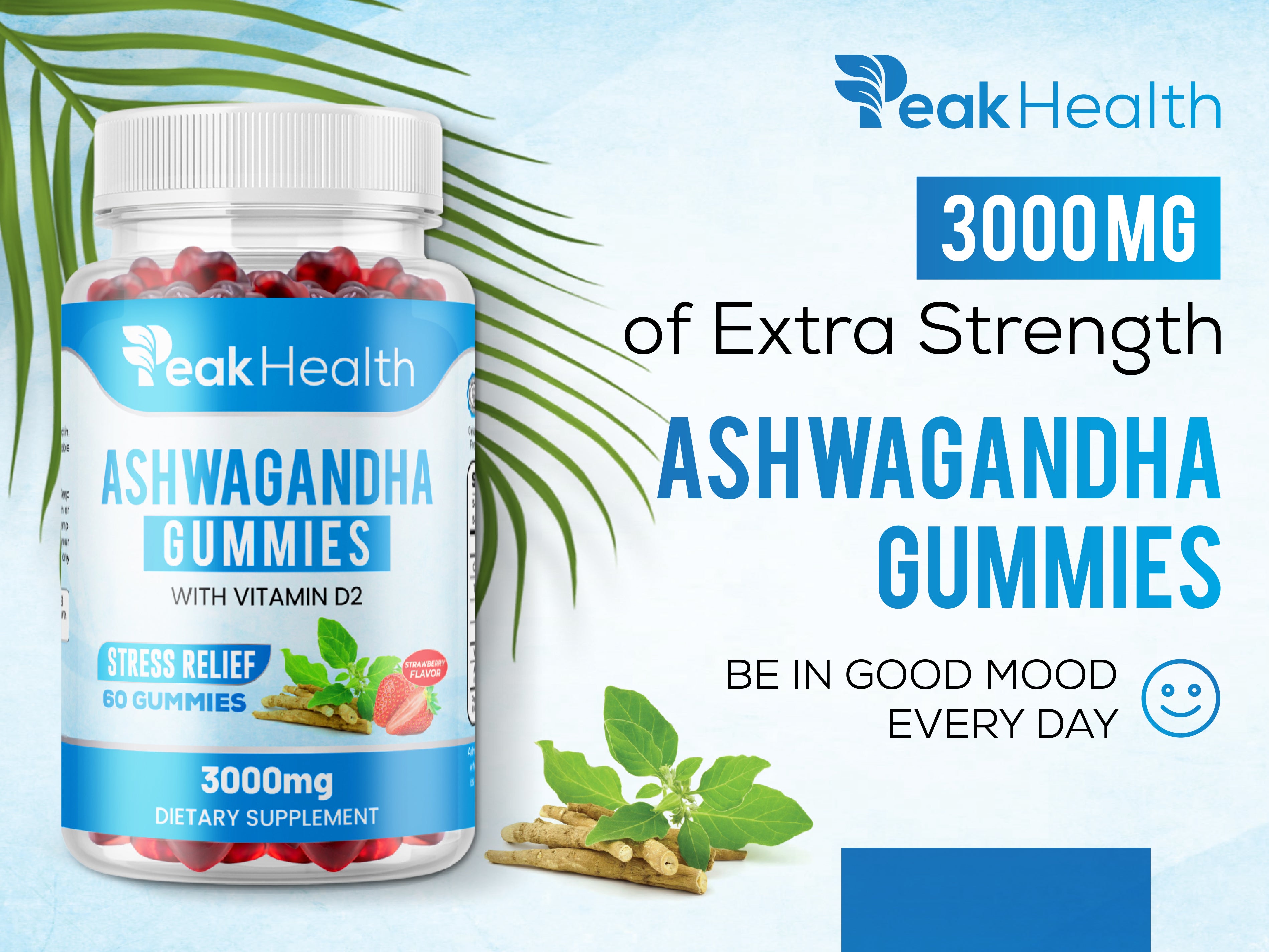 PeakHealth Ashwagandha Gummies – Stress Relief with Vitamin D2