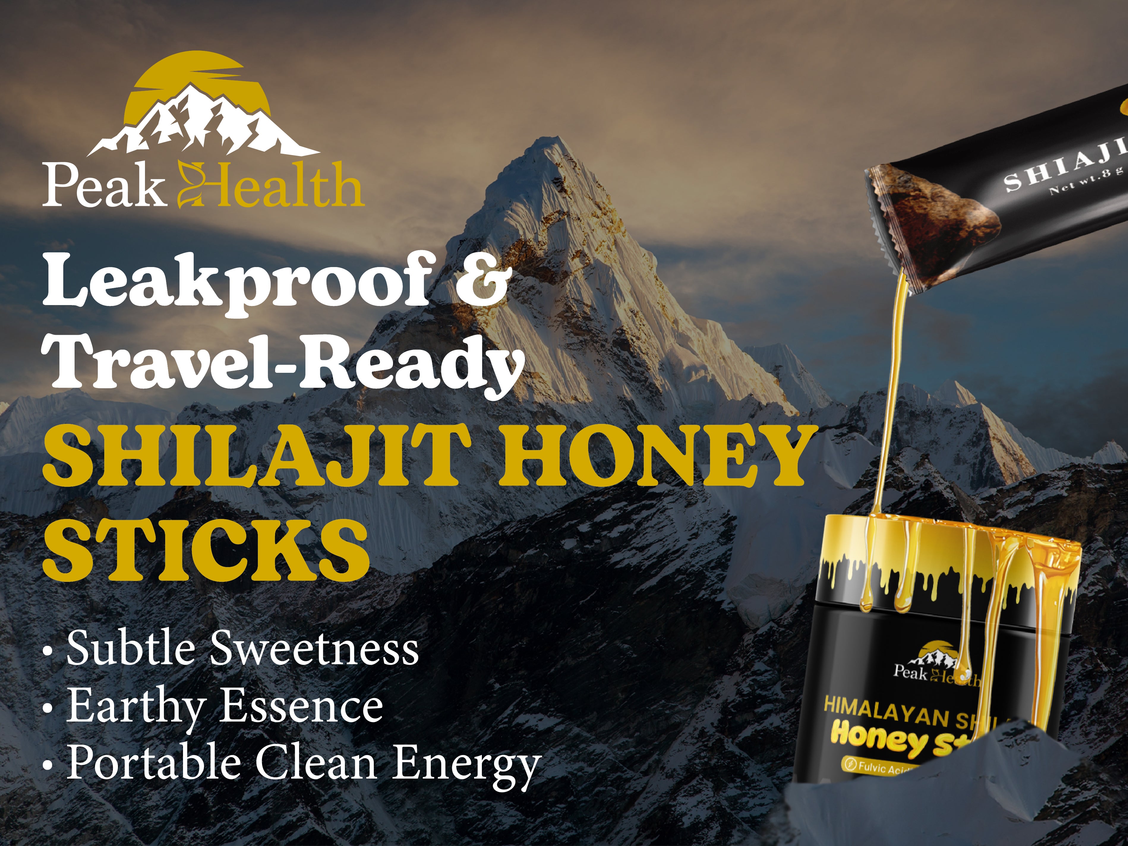 PeakHealth Himalayan Shilajit Honey Sticks – Natural Energy & Vitality Boost