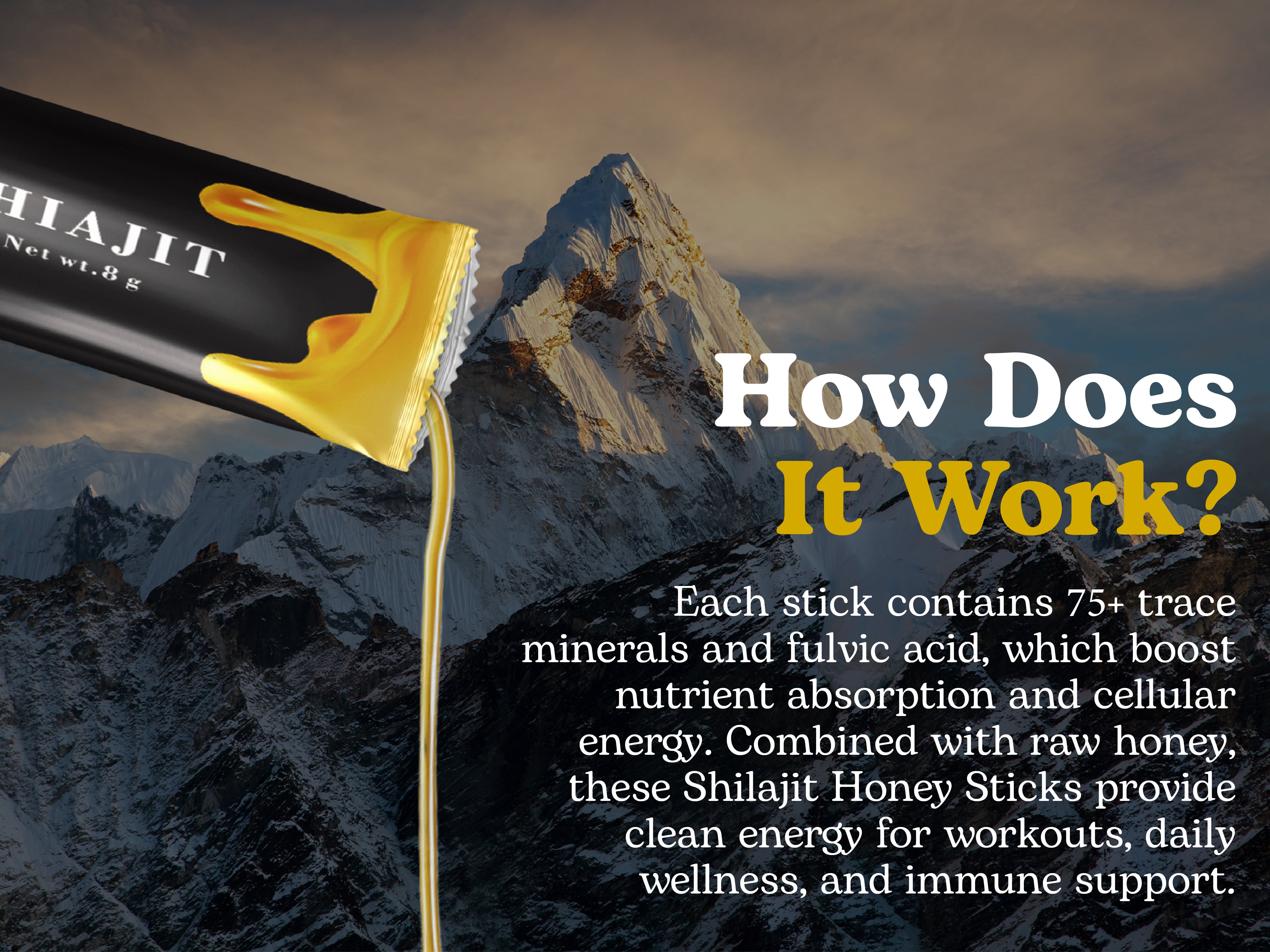 PeakHealth Himalayan Shilajit Honey Sticks – Natural Energy & Vitality Boost