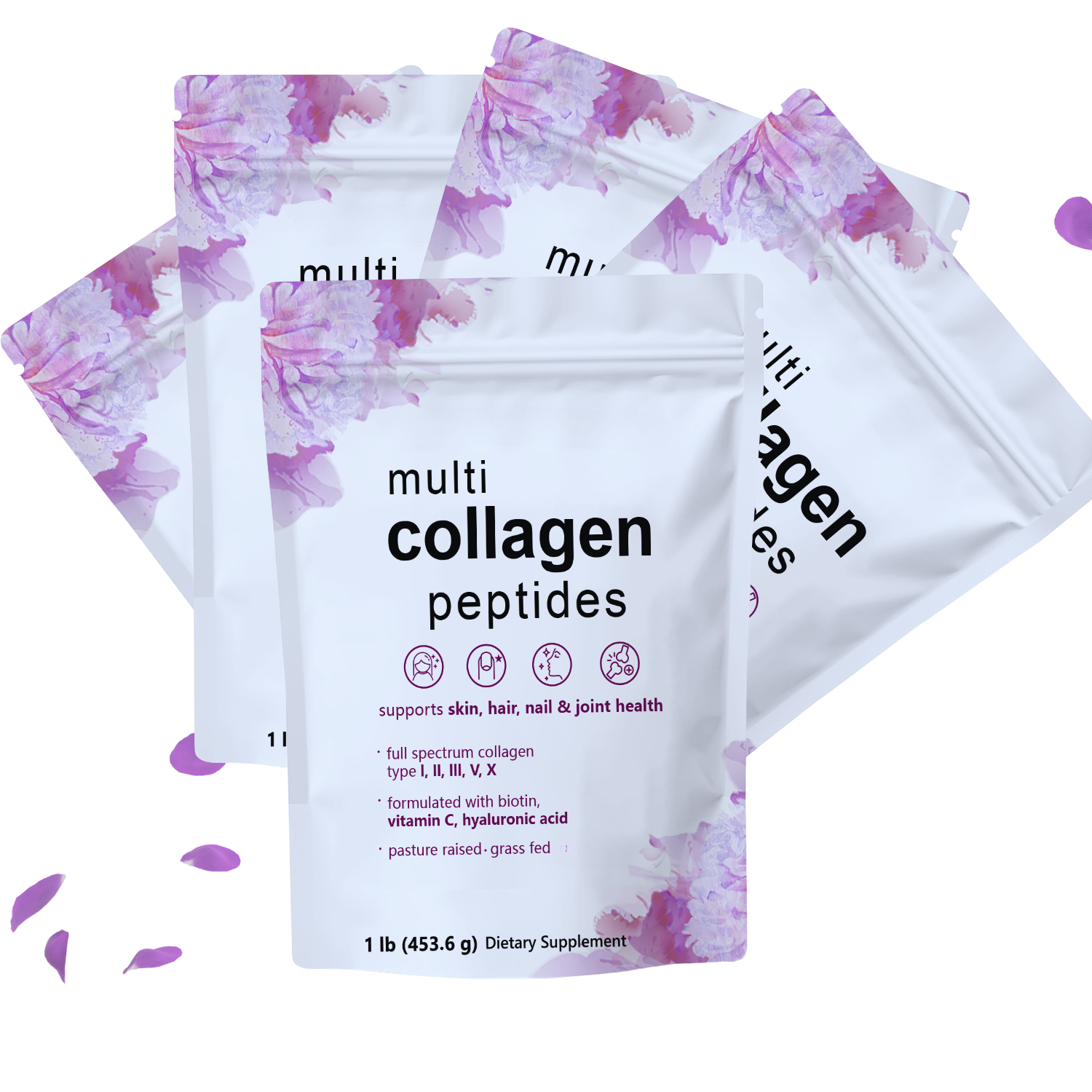 Multi Collagen Protein Powder, 2 Pounds – Type I,II,III,V,X with Biotin, Hyaluronic Acid, Vitamin C – Unflavored Collagen Peptides – Keto & Paleo Friendly, Easy Dissolve, Non-GMO