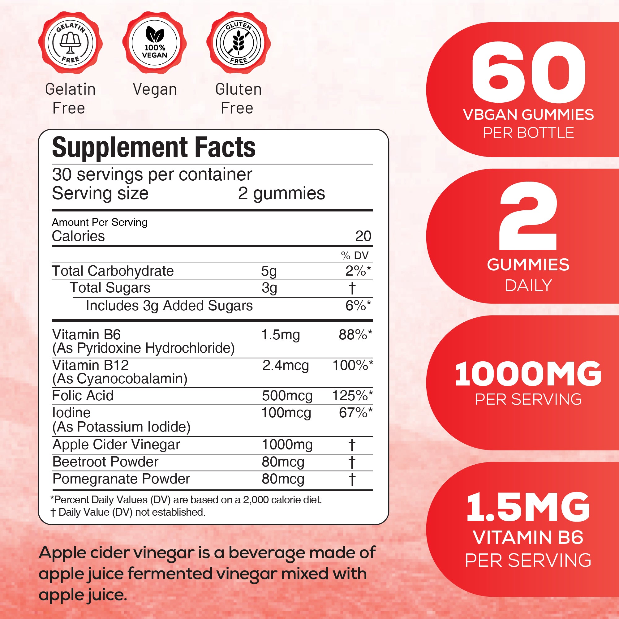PeakHealth ACV Gummies – Apple Cider Vinegar with Vitamin B12 & Folic Acid