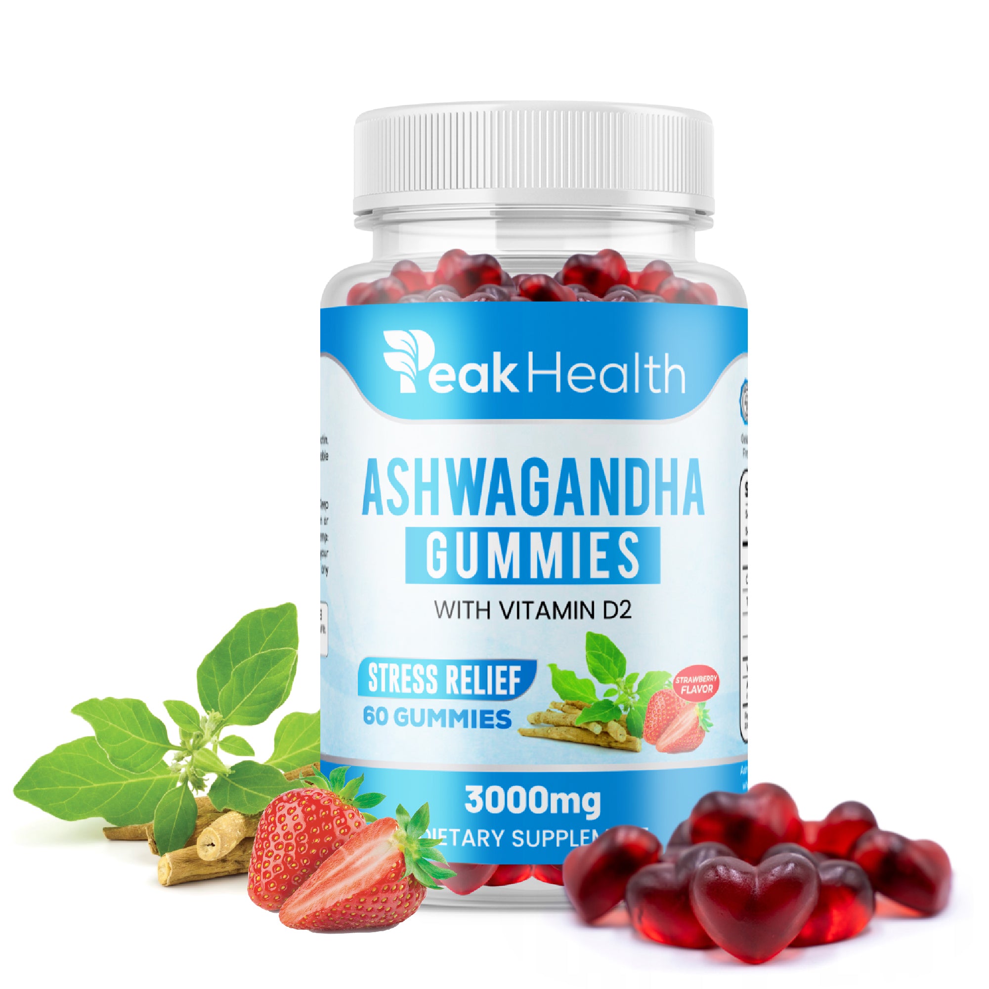 PeakHealth Ashwagandha Gummies – Stress Relief with Vitamin D2