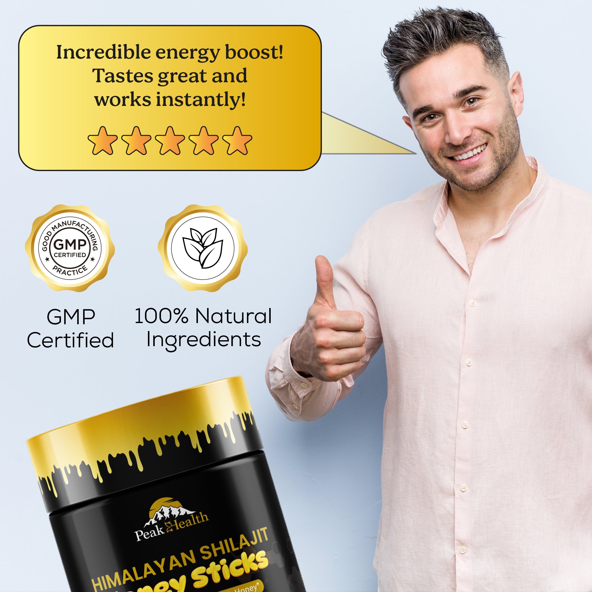 PeakHealth Himalayan Shilajit Honey Sticks – Natural Energy & Vitality Boost